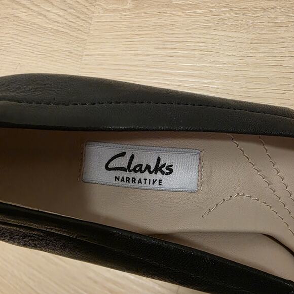 Clarks Black Leather Grace Eva Block Heel Classic Feminine Pumps Size 7M - Picture 9 of 9